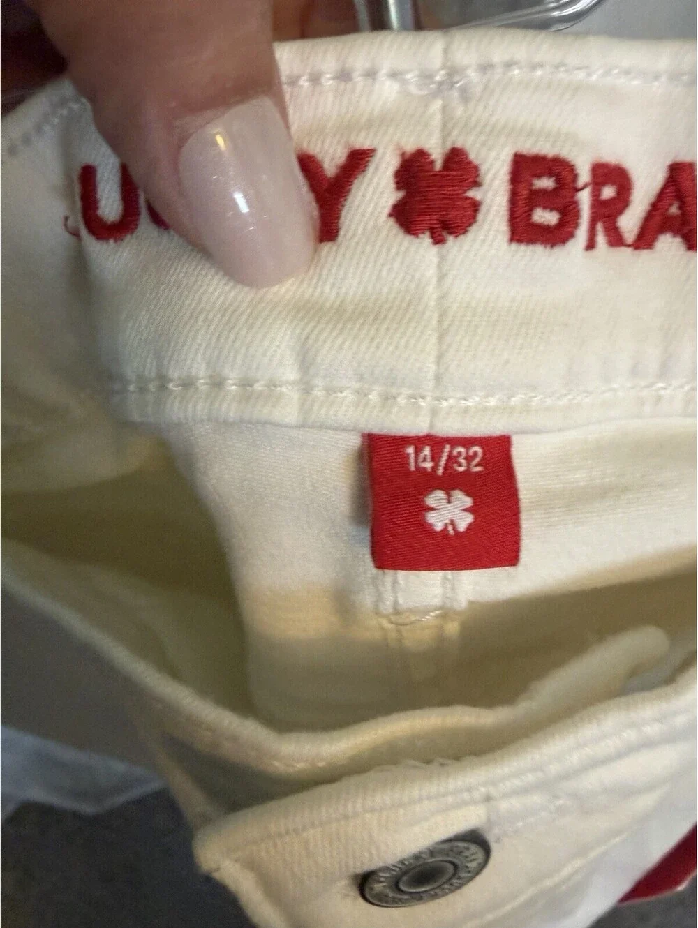Lucky Brand Shorts White Denim Mid Rise Ava Short 3” Inseam Cuffed 14/32 NWT